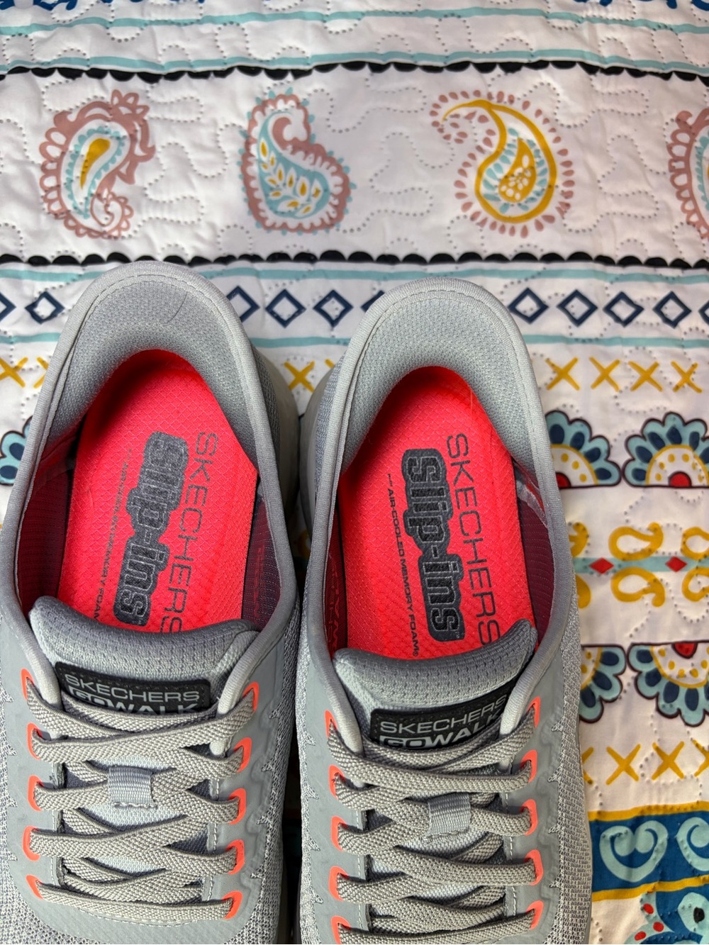 Skechers Gray Sneaker with Bright Orange Lining - Picture 7 of 8